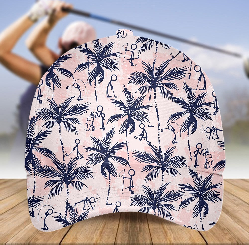 Funny Golf Stick Figures Pink Palm Tree Cap CVH120201