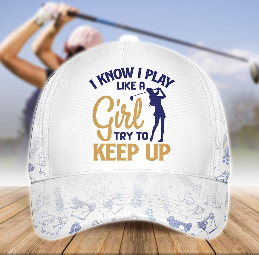 Try To Keep Up Blue Marble Gradient Golf Cap CVH130301
