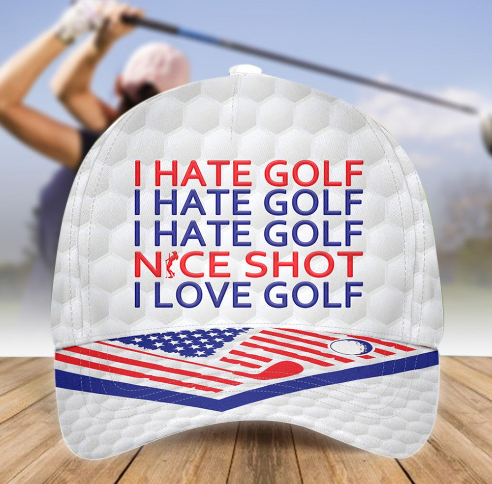 Nice Shot I Hate Golf American Flag Cap CVH140101