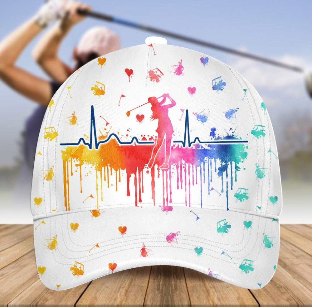 WOMEN GOLF HEART BEAT WATER COLOR Cap CVH260101