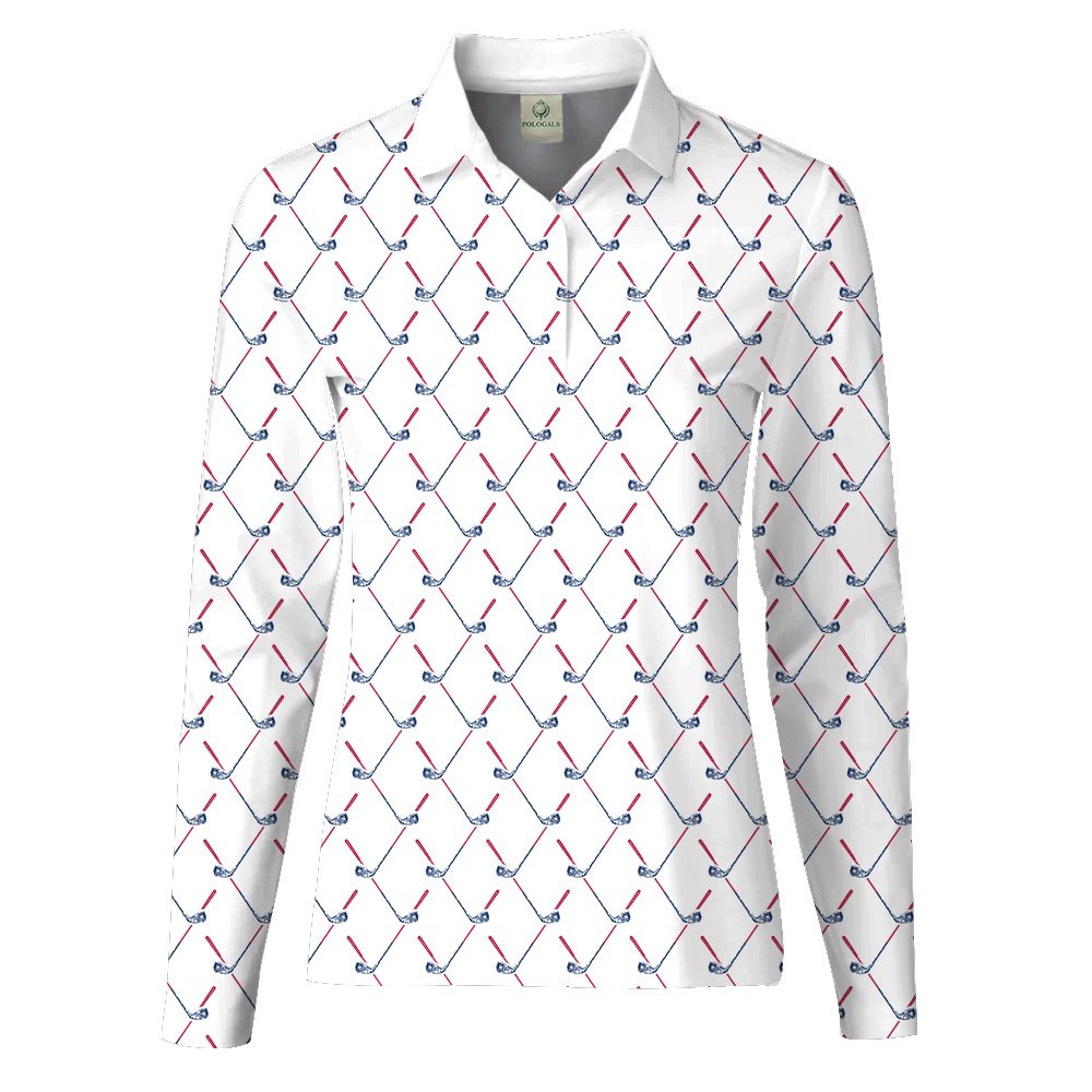 USA Flag Golf Club Pattern Women Polo Shirt LLVH240801