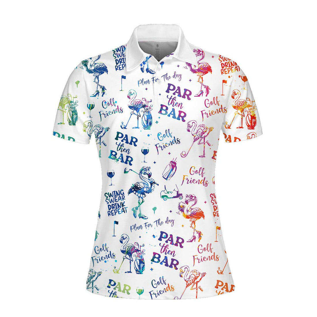 Water Color Flamingo Cute Golf Seamless Pattern Women Polo Shirt LVH050901