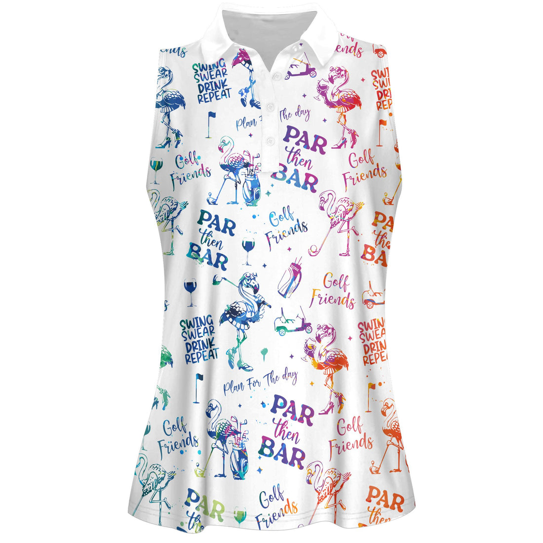 Water Color Flamingo Cute Golf Seamless Pattern Women Polo Shirt LVH050901