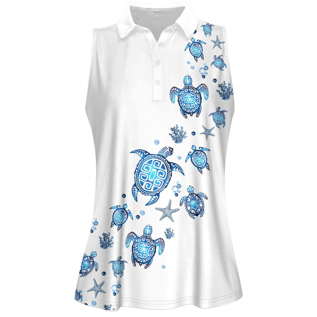 Ocean Turtle Blue On The Golf Course I Go, To Lose My Mind And Find My Soul Women Polo Shirt LVH070901