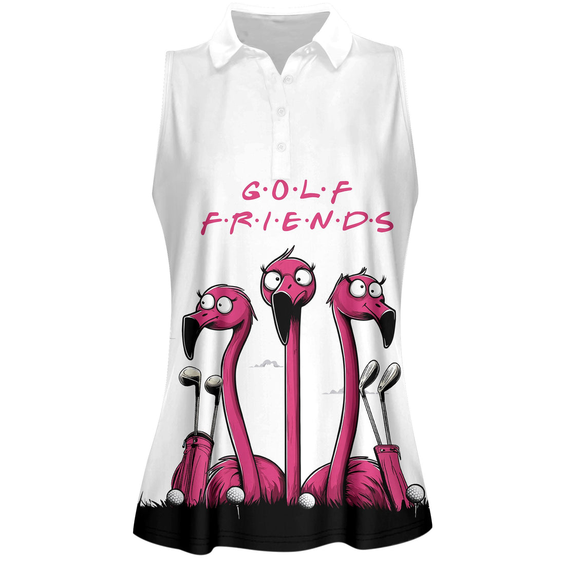 Golf Friends Funny Flamingo Women Polo Shirt LVH090901