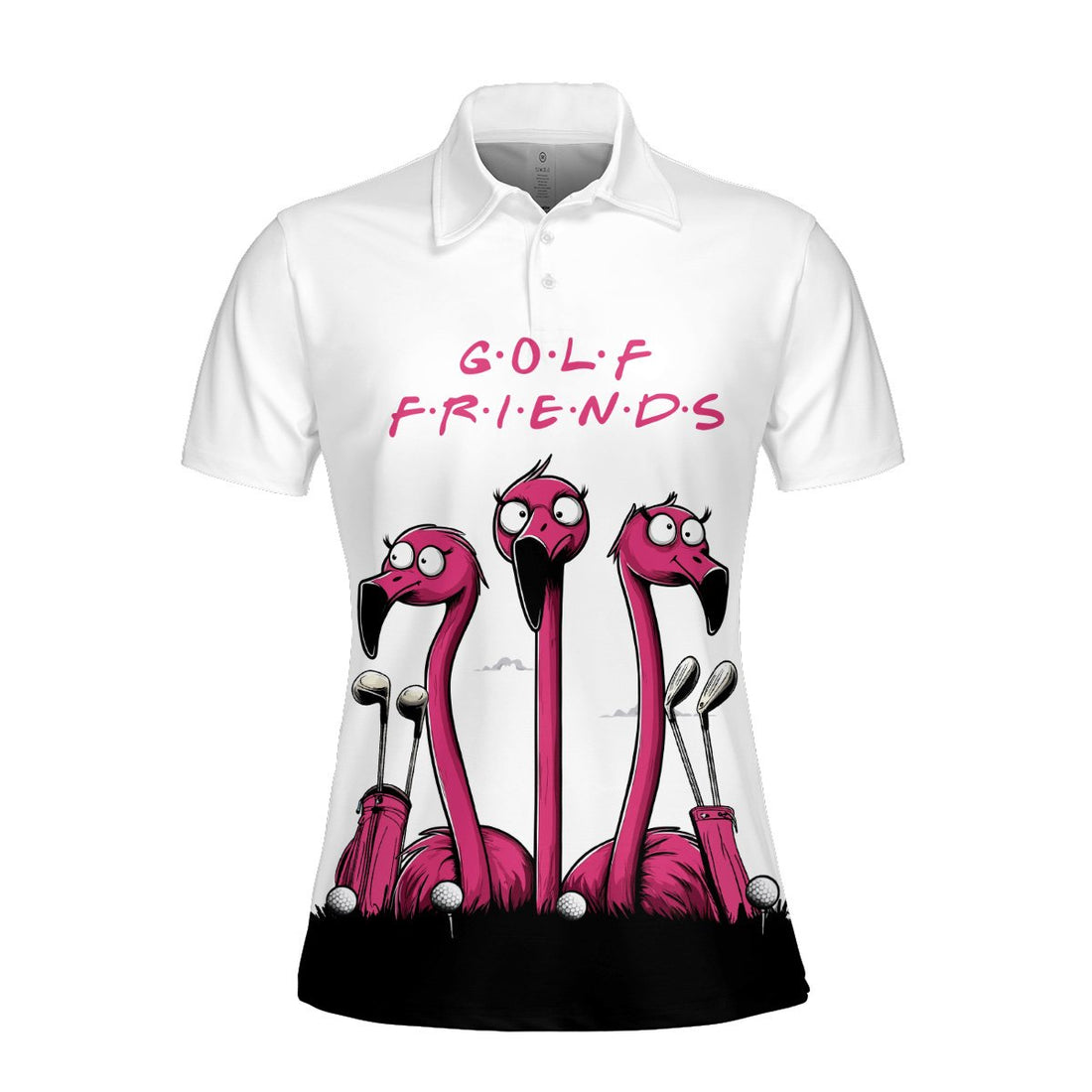 Golf Friends Funny Flamingo Women Polo Shirt LVH090901