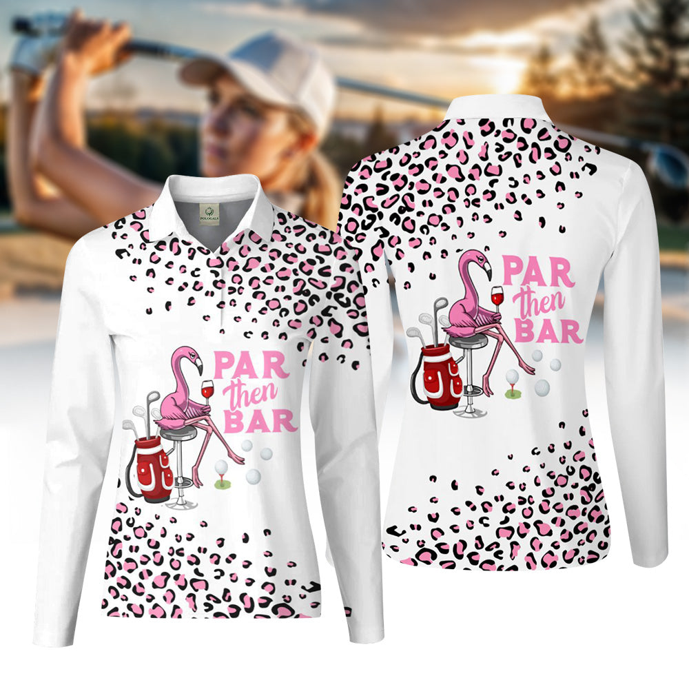 Pink Leopard Par Then Bar Flamingo Women Polo Shirt LLVH010101