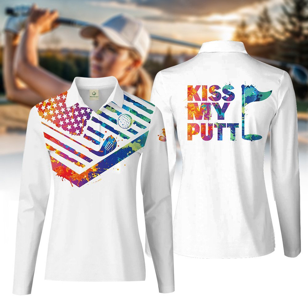 Kiss My Putt Watercolor Women Polo Shirt LLVH180301