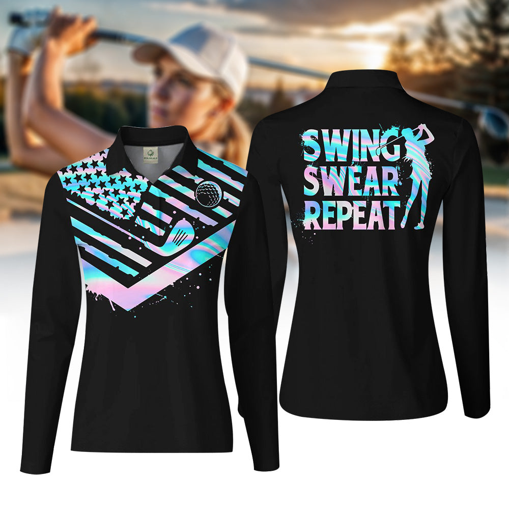 Hologram Swing Swear Repeat Women Polo Shirt LLVH190101