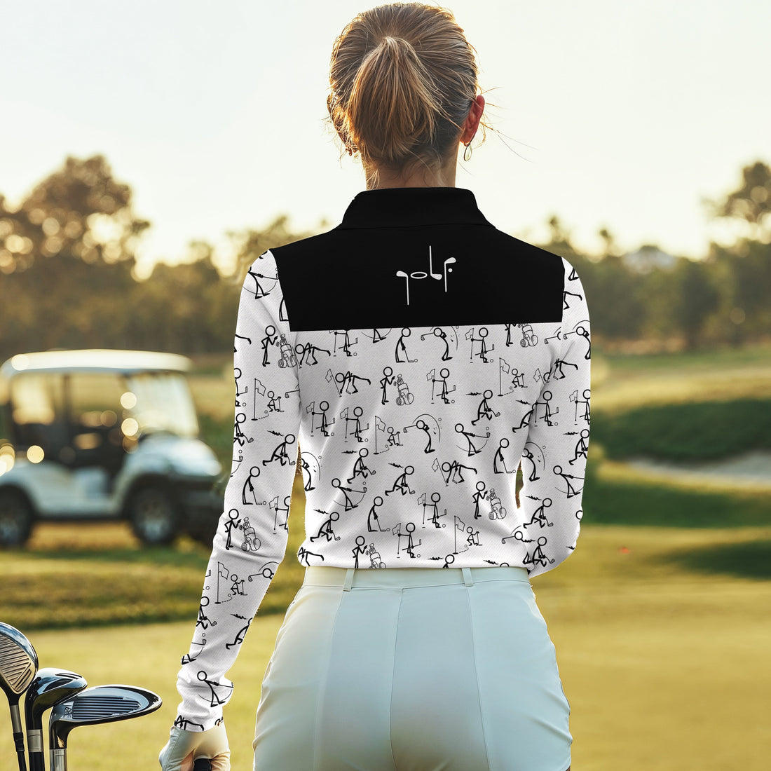 Stickfigures Playing Golf Women Polo Shirt LLVH150101