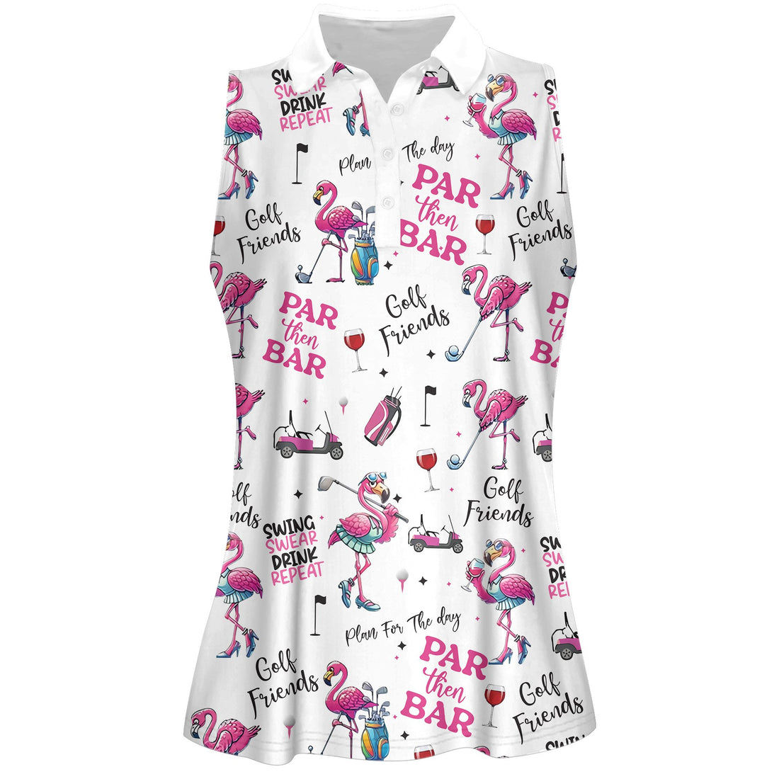 Pink Flamingo Cute Golf Seamless Pattern Women Polo Shirt
