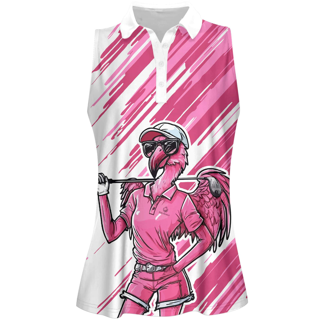 Pink Flamingo Women  Golfer Art Women Polo Shirt LVH100901