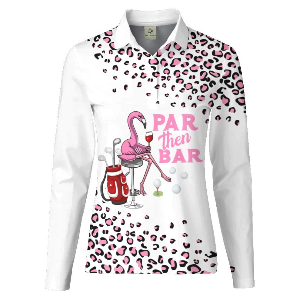 Pink Leopard Par Then Bar Flamingo Women Polo Shirt LLVH010101