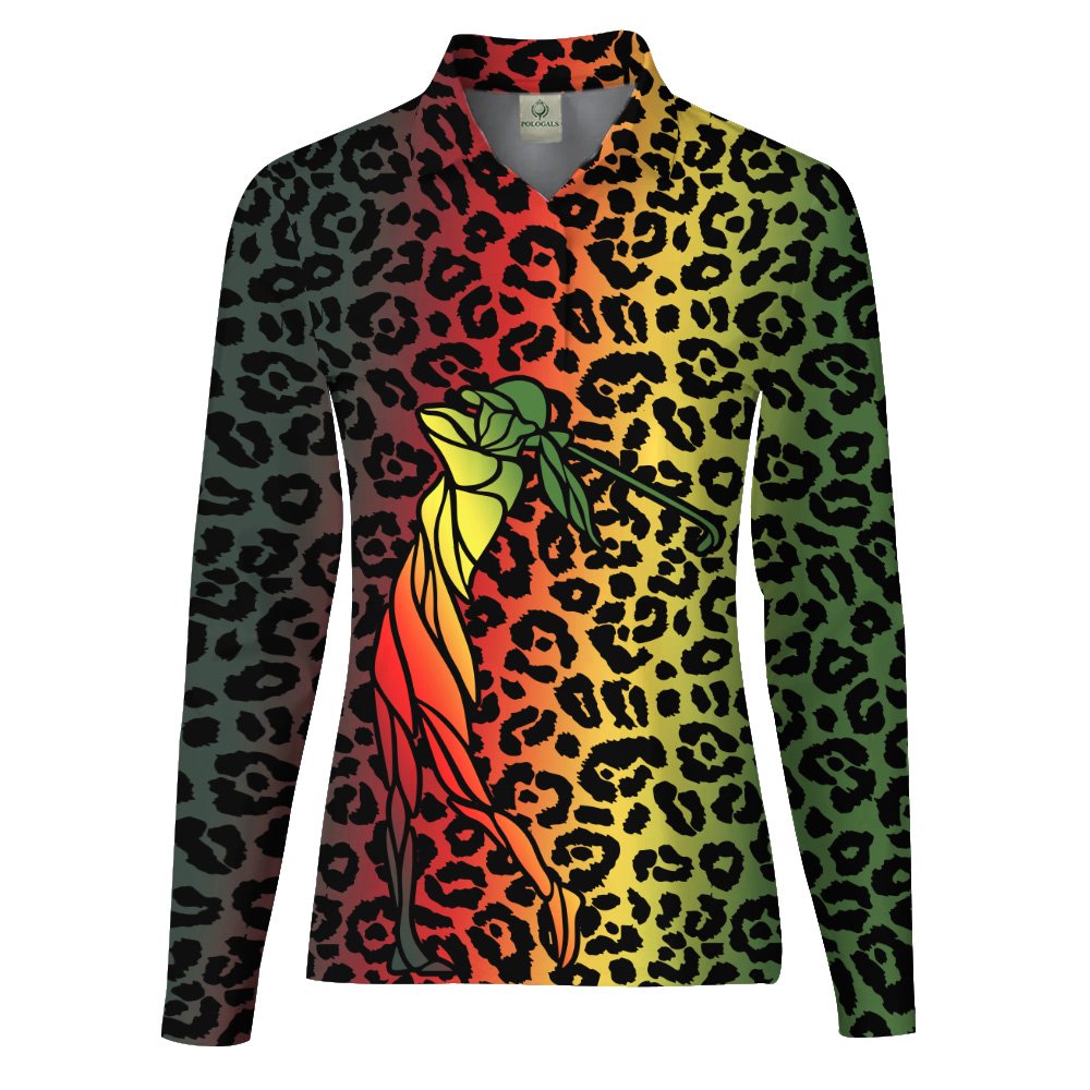 Leopard Gradient V2 Color Golf Pattern Women Polo Shirt LLVH040701