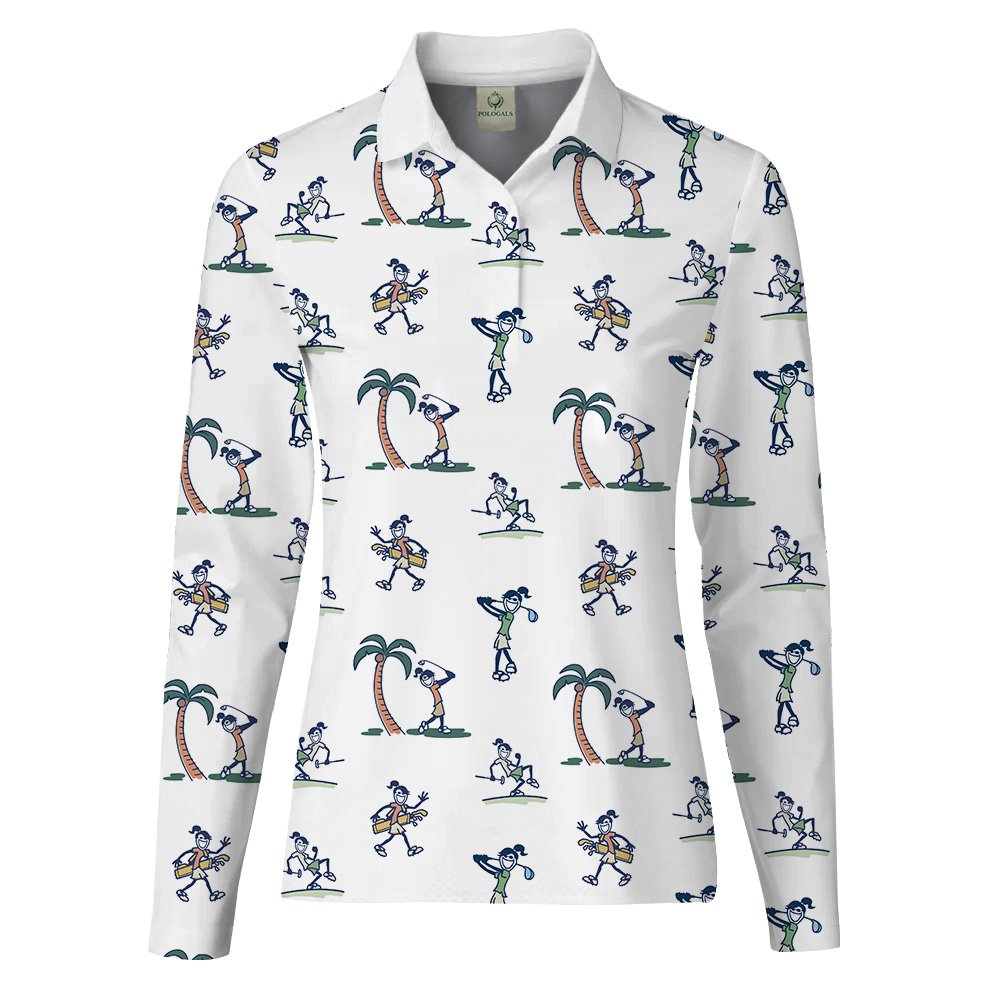Seamless Palm Tree Golf Women Polo Shirt LLVH080301