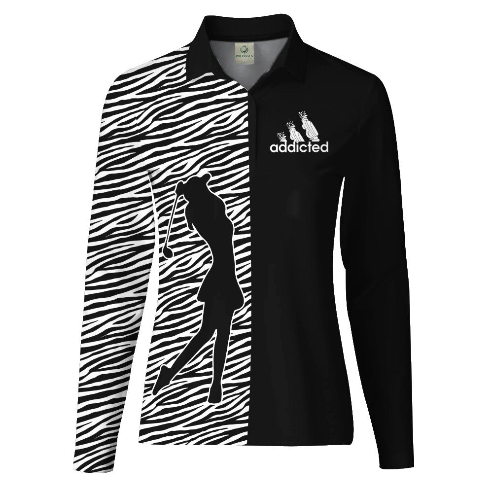 Zebra Pattern Golf Addicted Women Polo Shirt LLVH180101