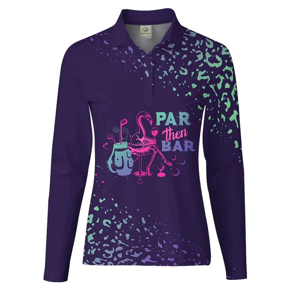 Par Then Bar Flamingo Gradient Leopard Women Polo Shirt LLVH260301