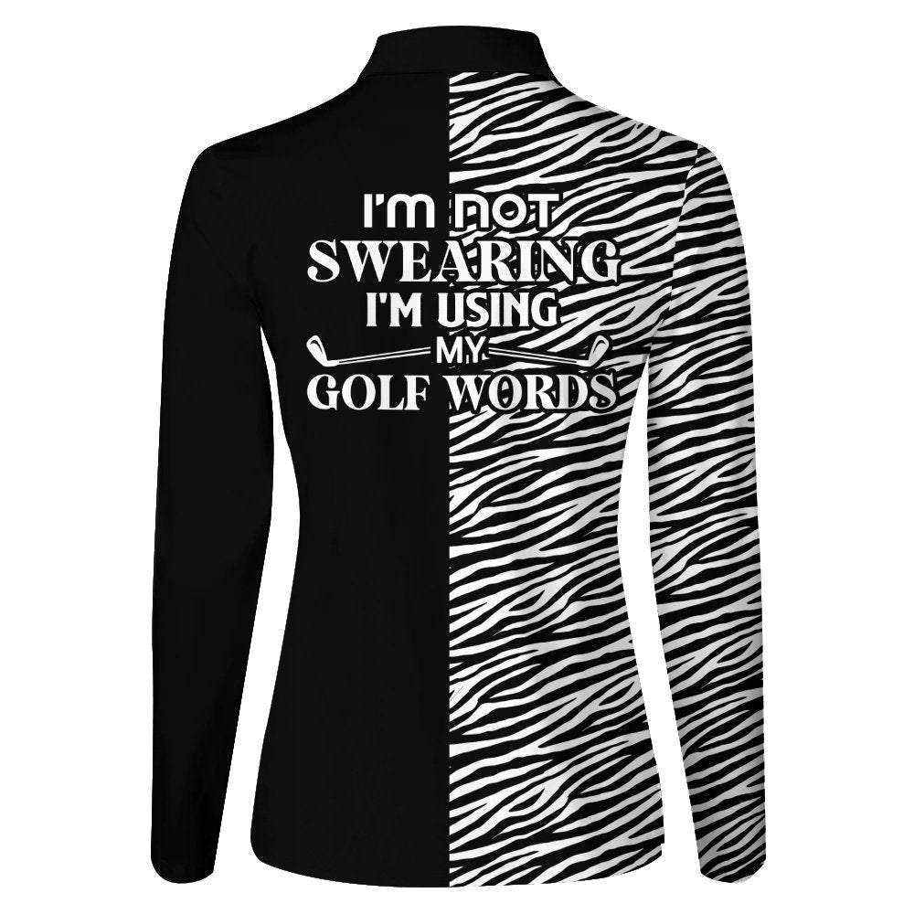 Zebra Pattern I'm Not Swearing I'm Using My Golf Words Women Polo Shirt LLVH080601