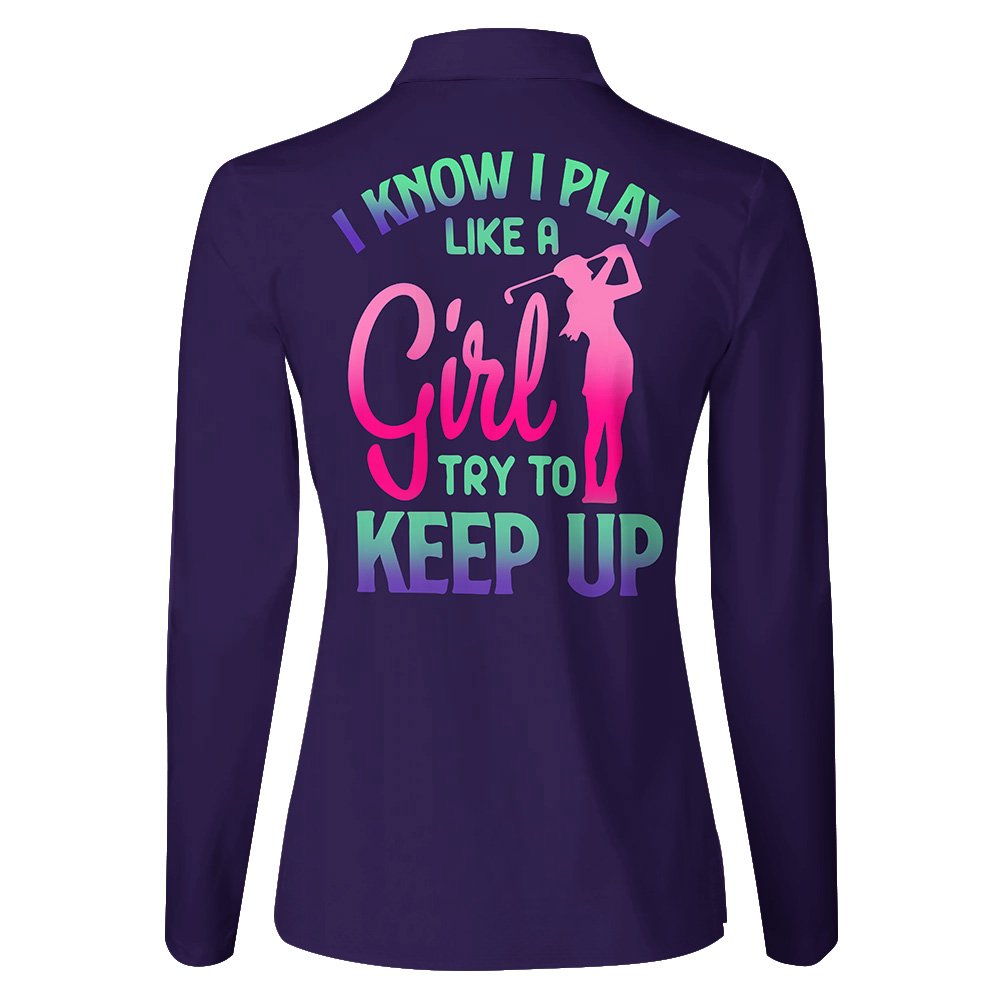 Gradient Play Like A Girl Women Polo Shirt LLVH170301