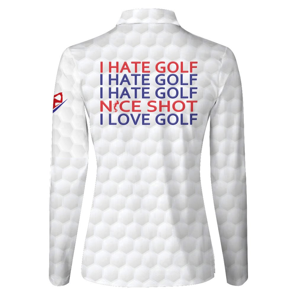 Nice Shot I Hate Golf American Flag Women Polo Shirt LLVH140101