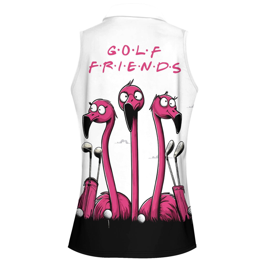 Golf Friends Funny Flamingo Women Polo Shirt LVH090901
