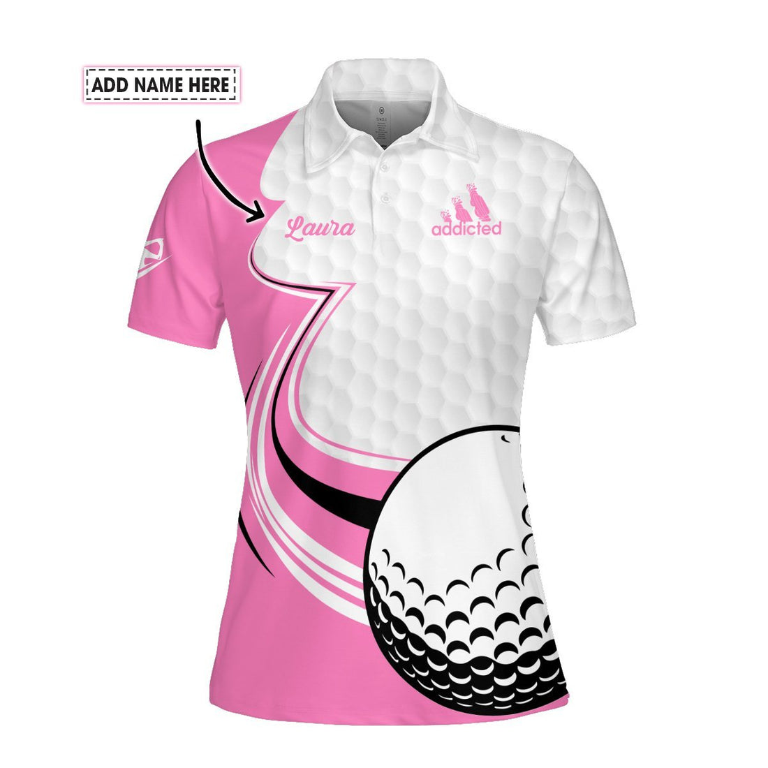 I Hate Golf Golf Ball Pink Women Polo Shirt LVH240901