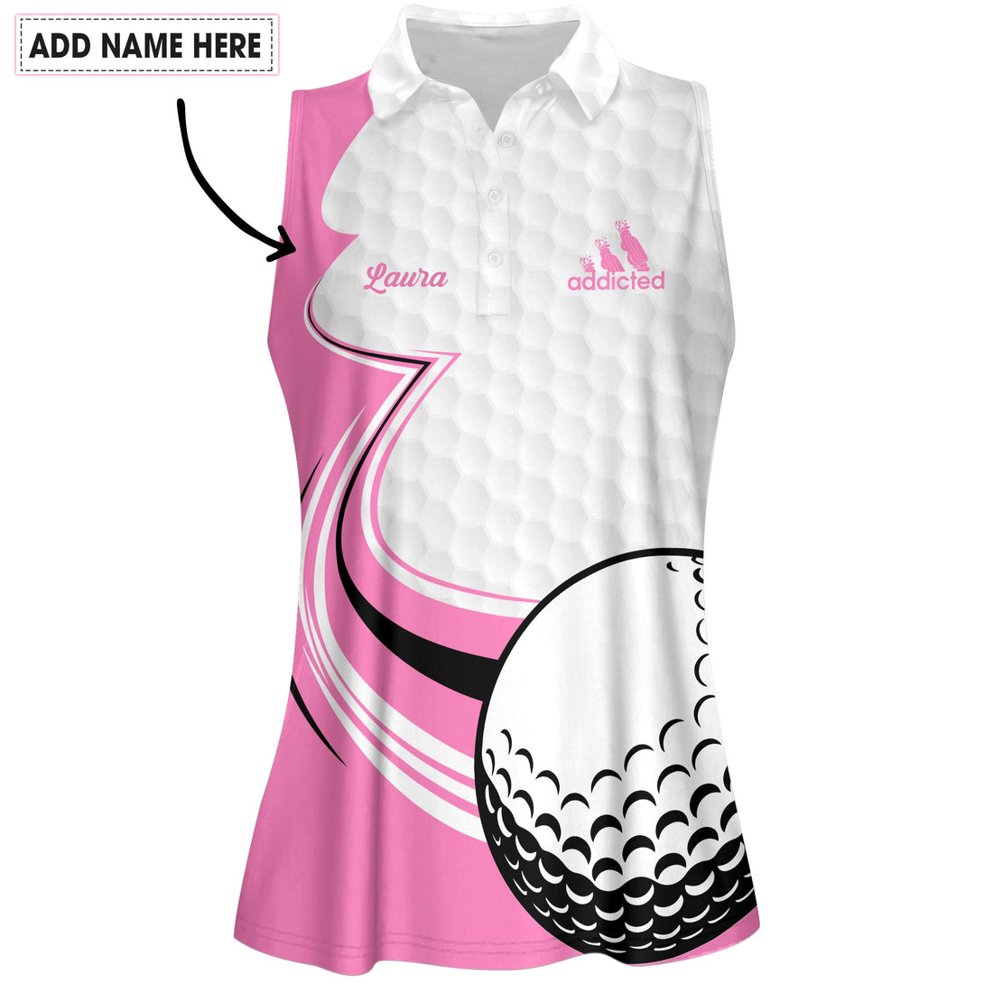 I Hate Golf Golf Ball Pink Women Polo Shirt LVH240901