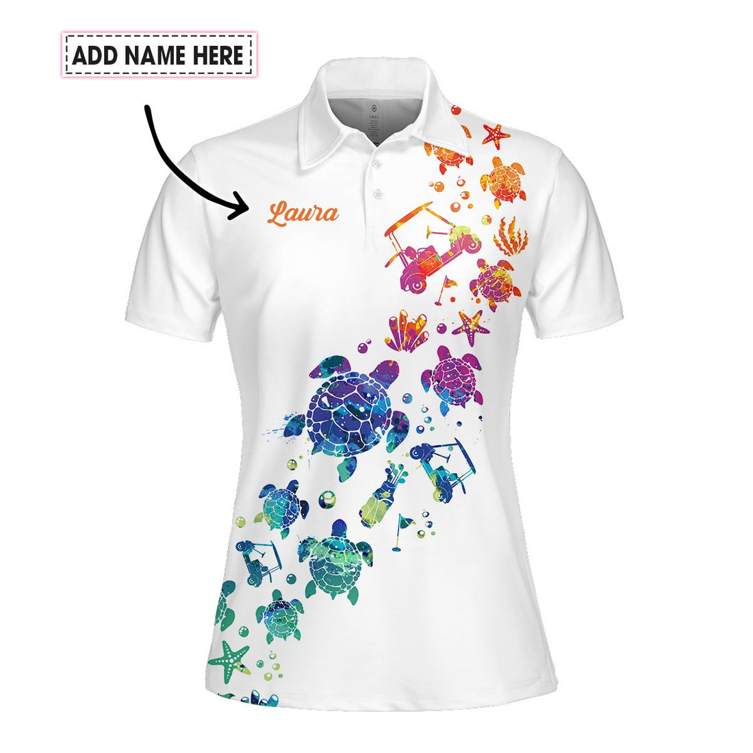 I'm Not Swearing I'm Using My Golf Words Water Color Turtle Women Polo Shirt LVH250901