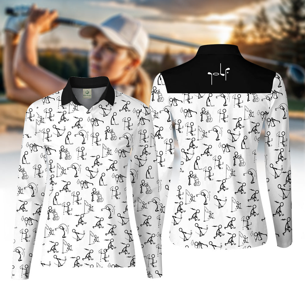 Stickfigures Playing Golf Women Polo Shirt LLVH150101