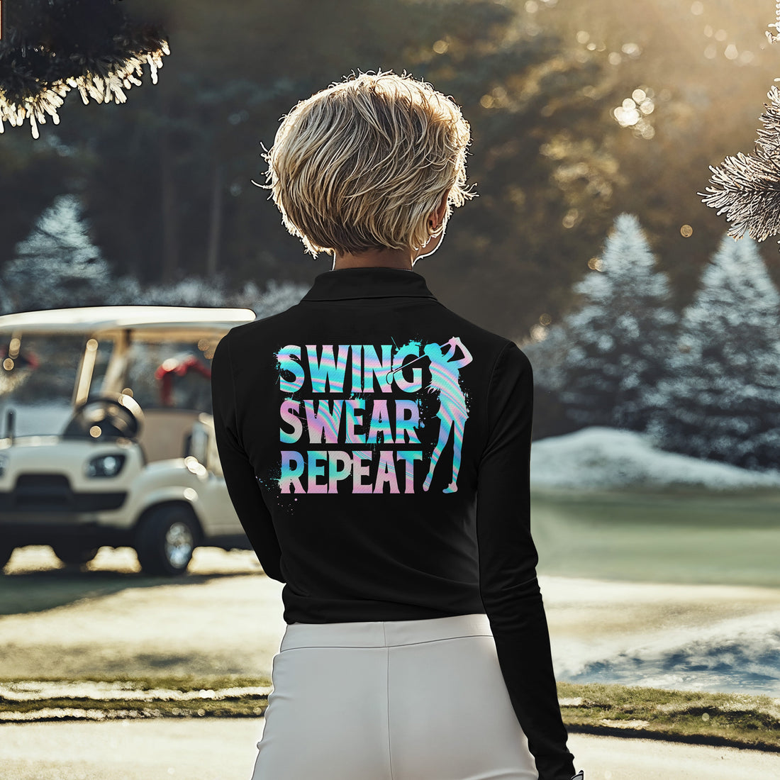 Hologram Swing Swear Repeat Women Polo Shirt LLVH190101