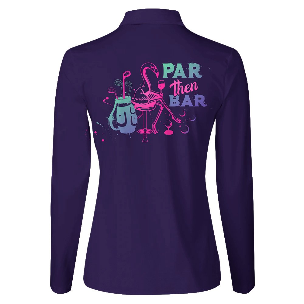 Gradient Par Then Bar Flamingo Women Polo Shirt LLVH080101