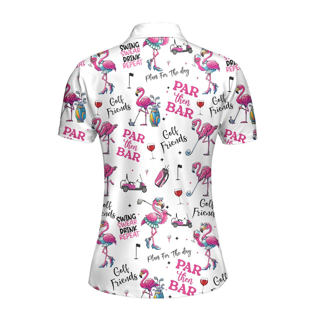 Pink Flamingo Cute Golf Seamless Pattern Women Polo Shirt