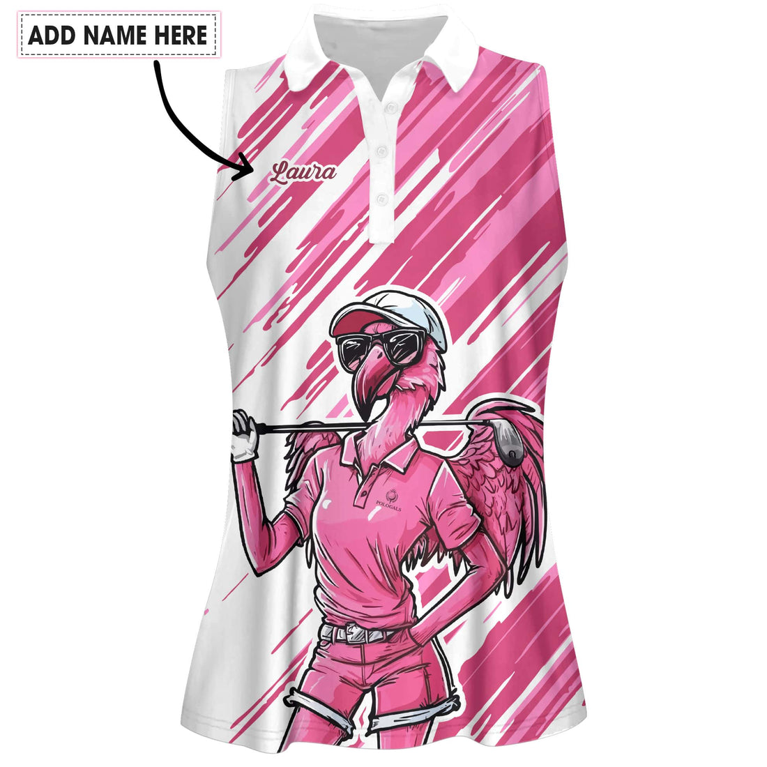 Pink Flamingo Women  Golfer Art Women Polo Shirt LVH100901