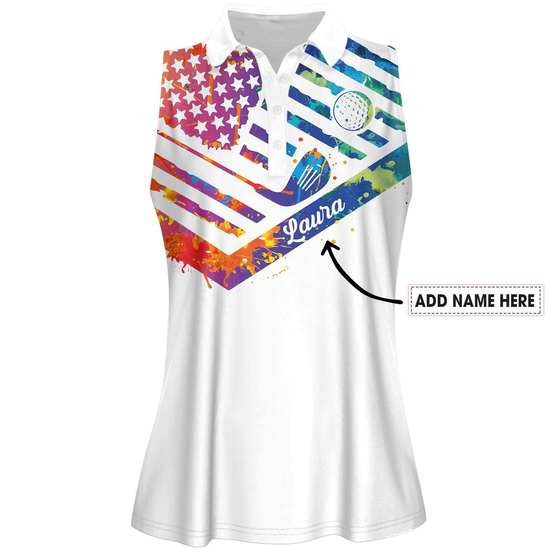 Watercolor America Flag Swing Swear Repeat Women Polo Shirt LVH100101