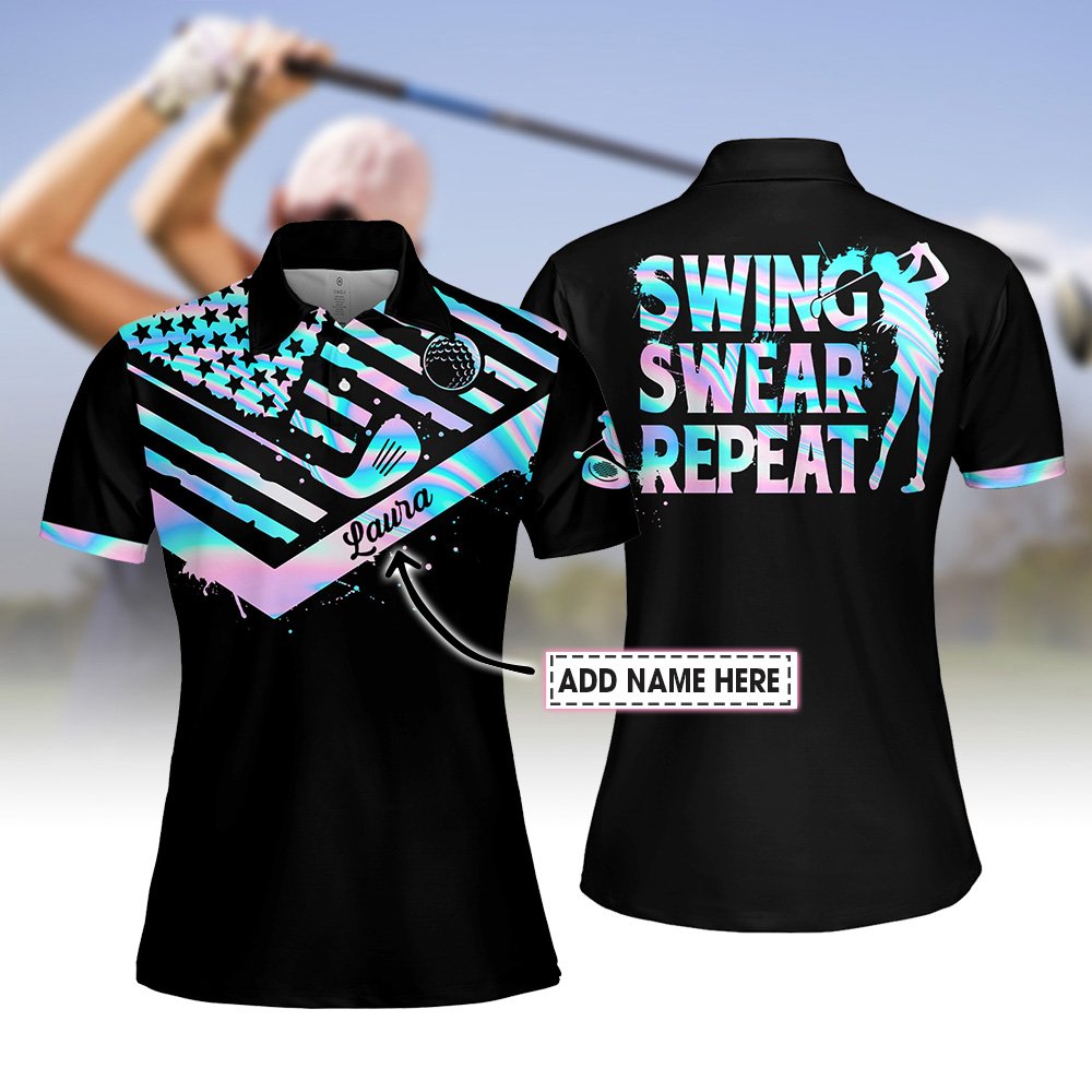 Hologram Swing Swear Repeat Women Polo Shirt LVH190101