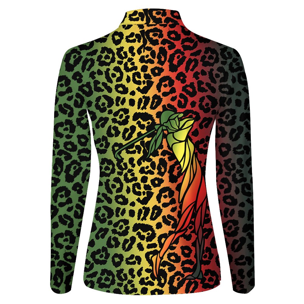 Leopard Gradient V2 Color Golf Pattern Women Polo Shirt LLVH040701