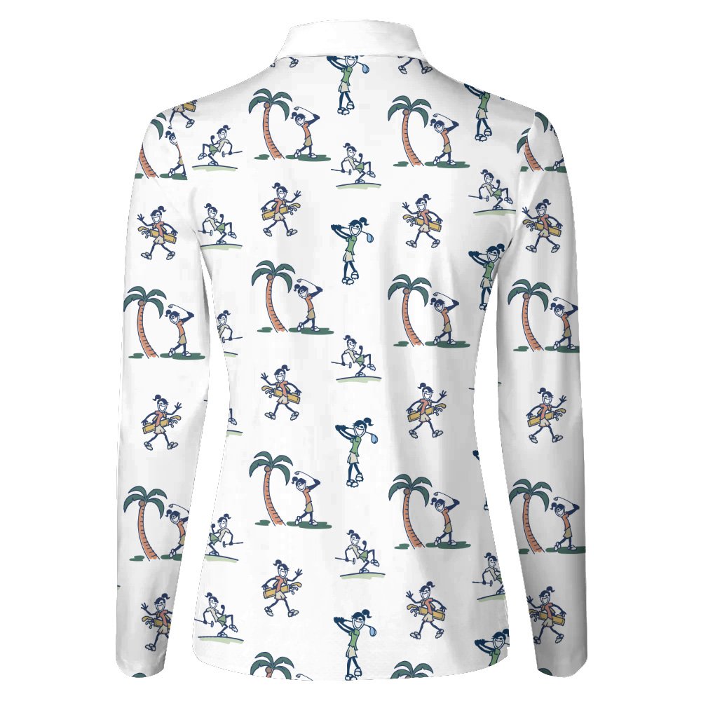 Seamless Palm Tree Golf Women Polo Shirt LLVH080301