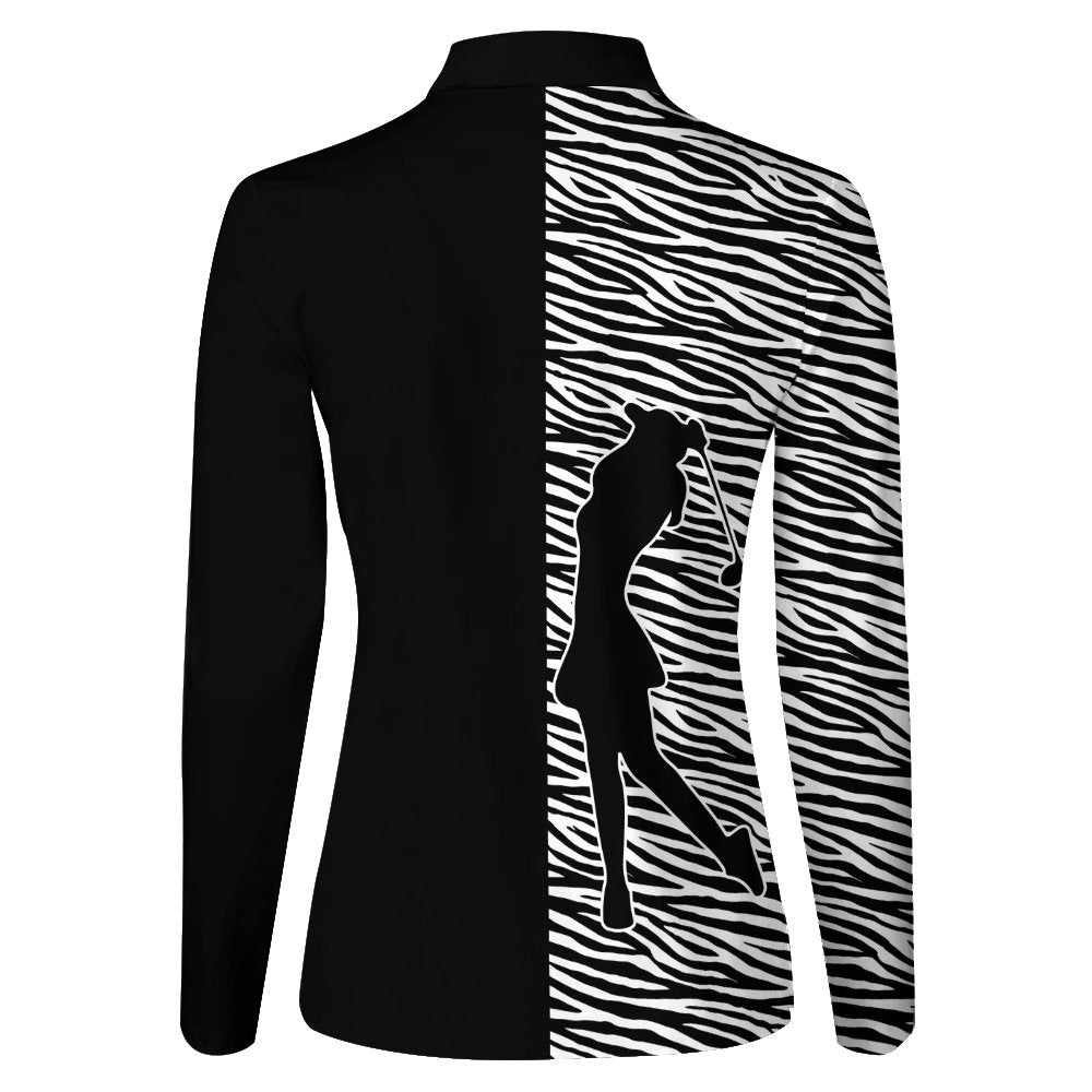 Zebra Pattern Golf Addicted Women Polo Shirt LLVH180101