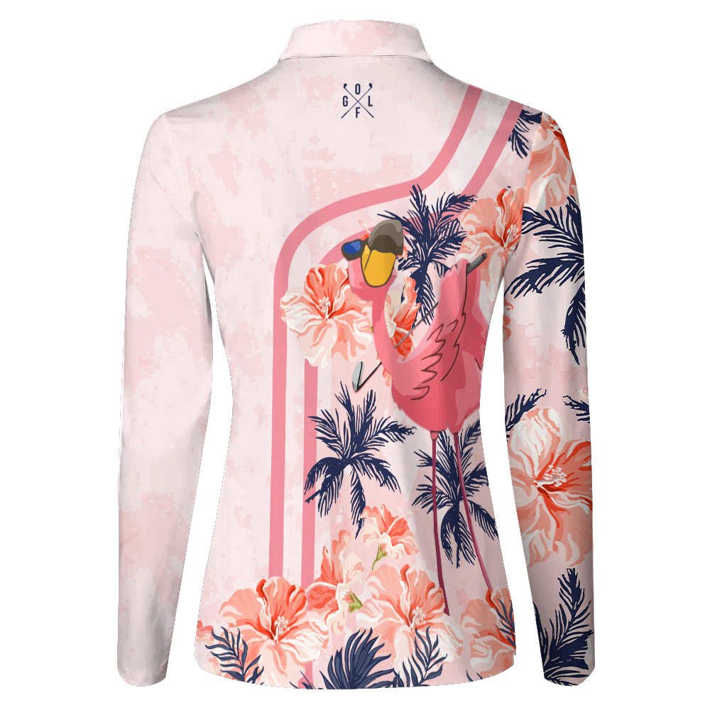 Flamingo Golf Flowers Women Polo Shirt LLVH110301