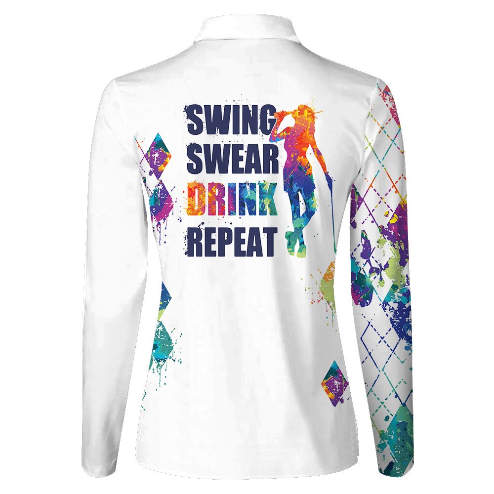 Swing Swear Drink Repeat V2 Women Polo Shirt LLVH120301