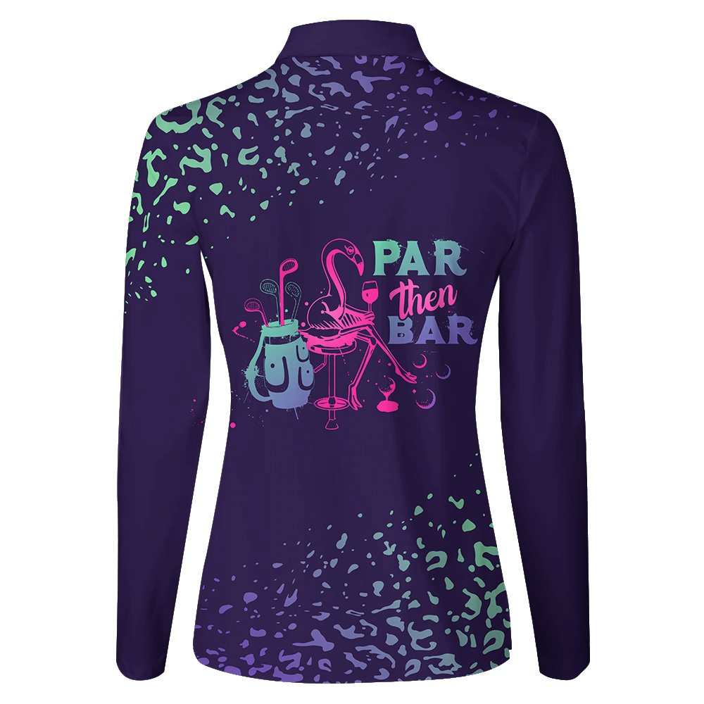 Par Then Bar Flamingo Gradient Leopard Women Polo Shirt LLVH260301