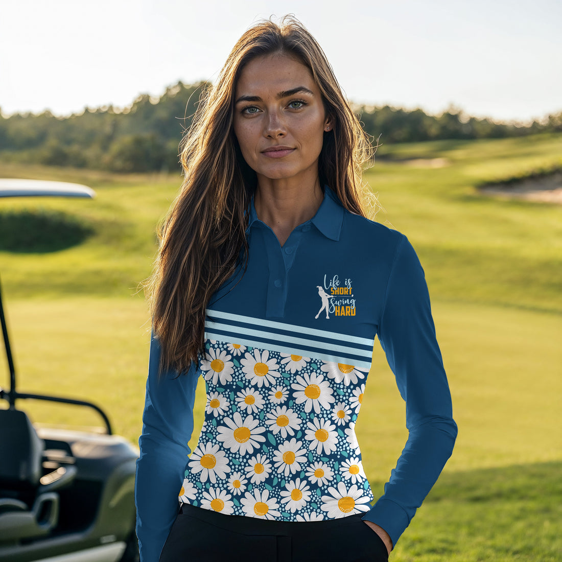 Life Is Short Swing Hard Daisy Women Polo Shirt LLVH240301