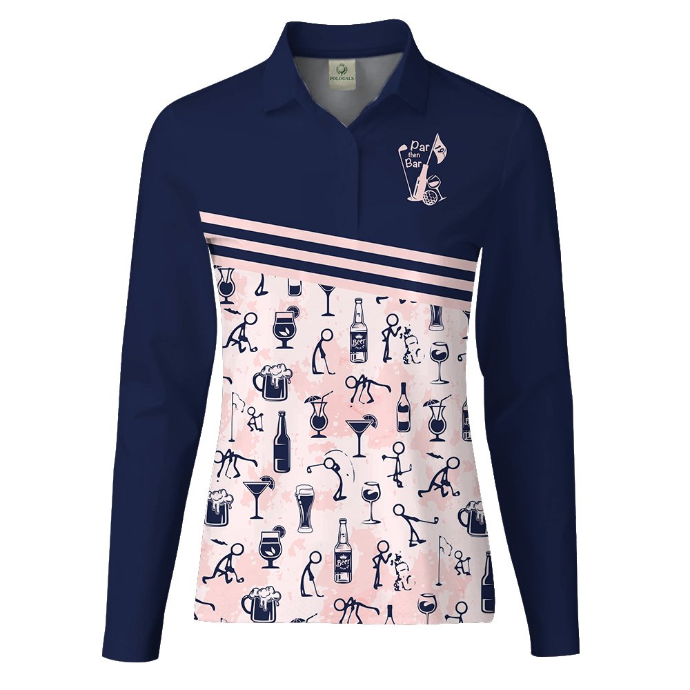 Par Then Bar Stick Figure Women Polo Shirt LLVH090101