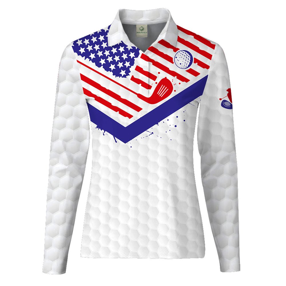 Nice Shot I Hate Golf American Flag Women Polo Shirt LLVH140101