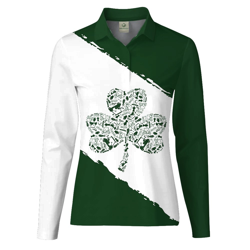 Shamrock Golf Pattern Women Polo Shirt LLVH010701