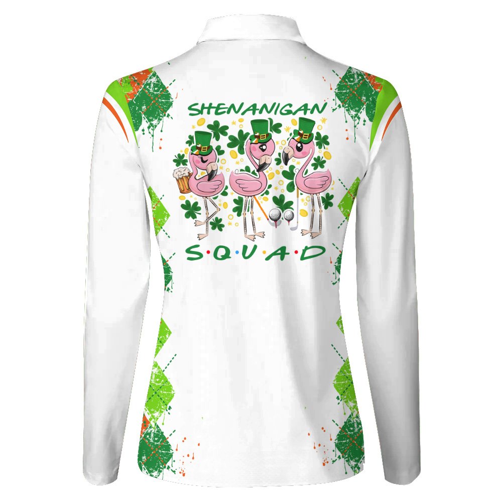 Argyle Shenanigan Squad Flamingo ST Patrick's Day Women Polo Shirt LLVH230601