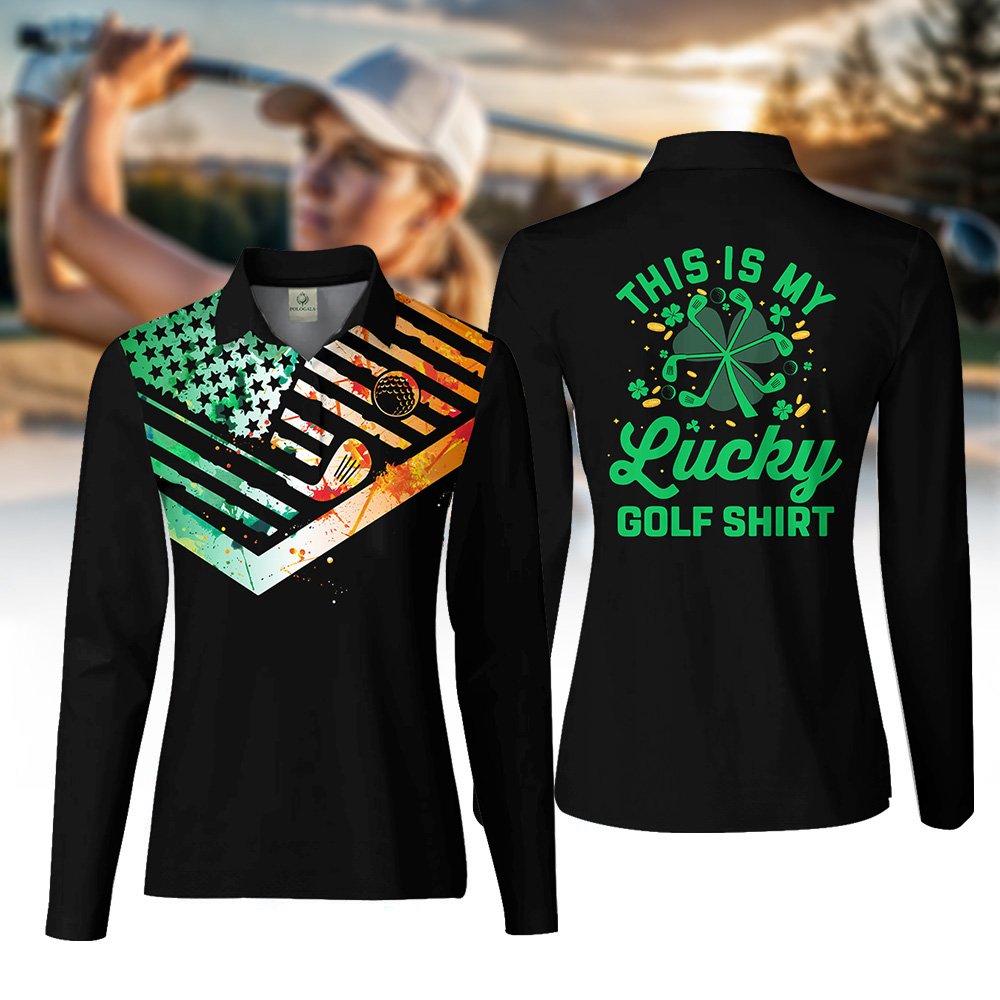 Black Version This Is My Lucky Golf Shirt ST Patrick's Day Women Polo Shirt LVH240601