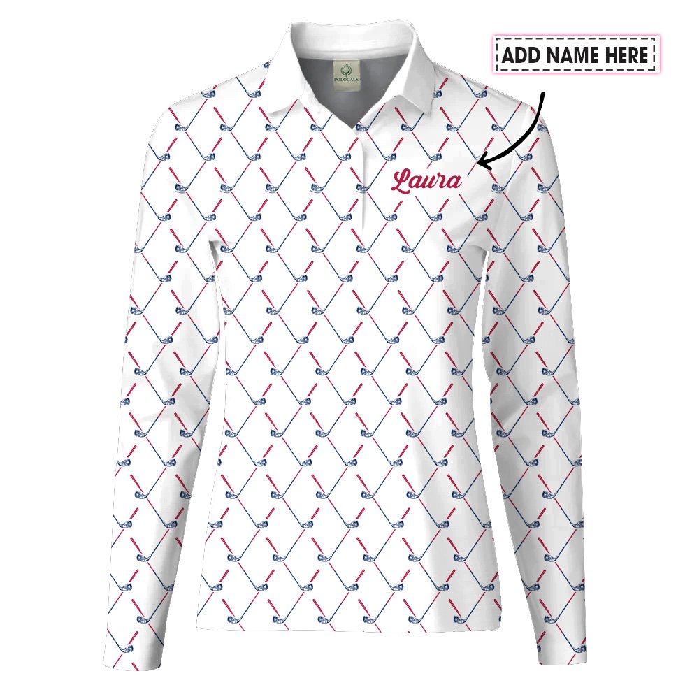 USA Flag Golf Club Pattern Women Polo Shirt LLVH240801