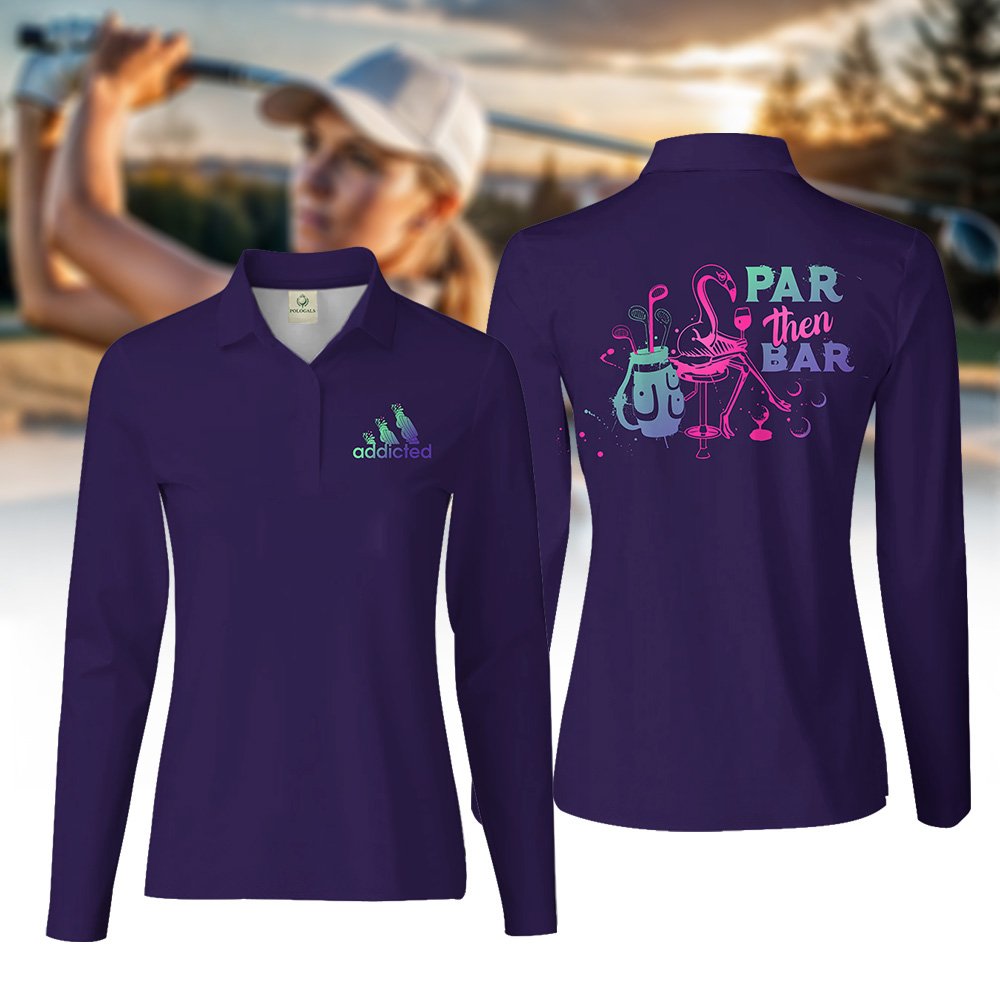 Gradient Par Then Bar Flamingo Women Polo Shirt LLVH080101