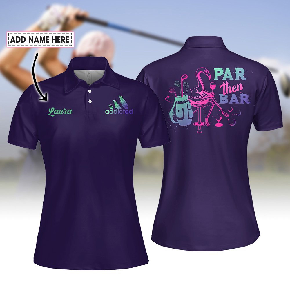 Gradient Par Then Bar Flamingo Women Polo Shirt LVH080101